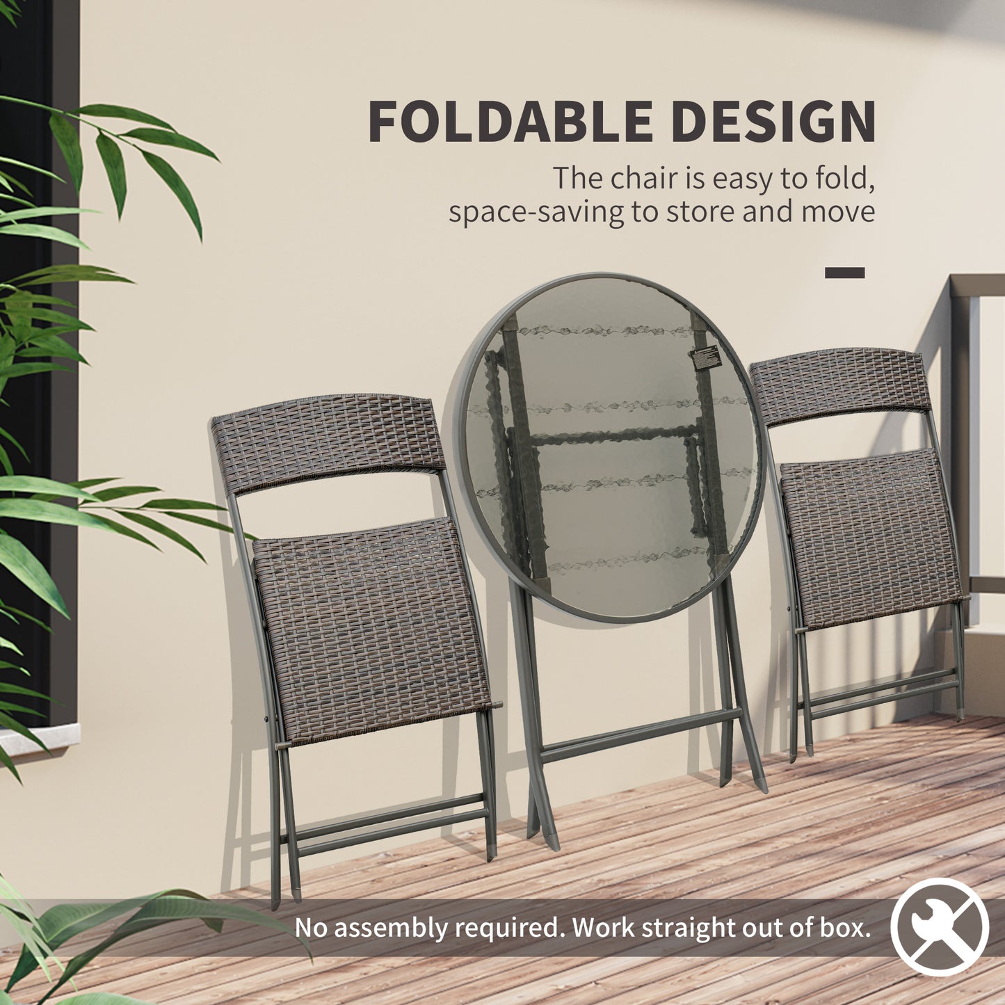 Chic 3-Piece Folding Wicker Rattan Bistro Set - Perfect for Patio Elegance!