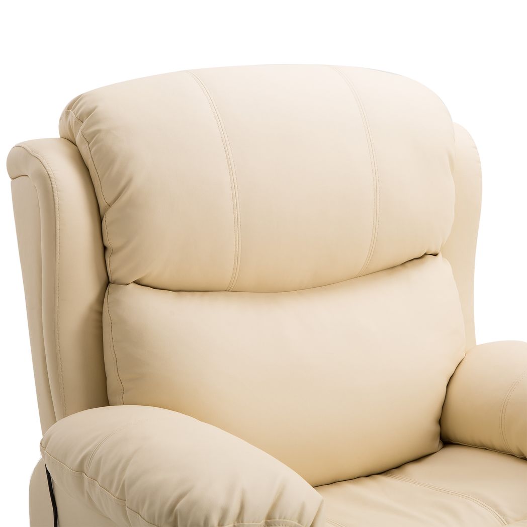 Beige Manual Massage Recliner Chair with Footrest and Remote Control for Comfort
