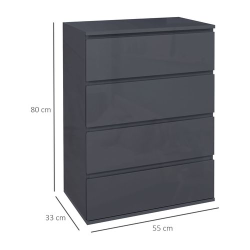 Elegance Unlocked: HOMCOM High Gloss 4-Drawer Chest of Drawers for Modern Homes