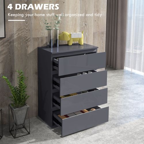Elegance Unlocked: HOMCOM High Gloss 4-Drawer Chest of Drawers for Modern Homes