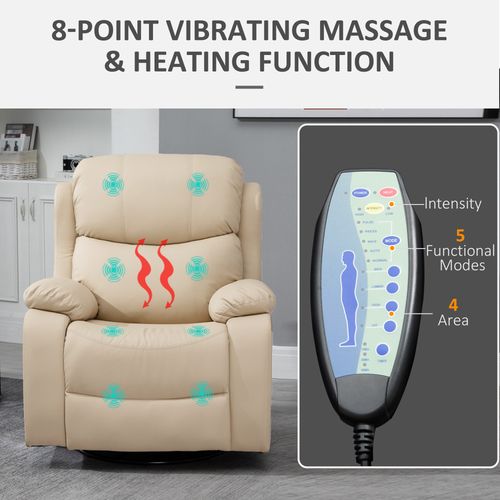 Beige Manual Massage Recliner Chair with Footrest and Remote Control for Comfort
