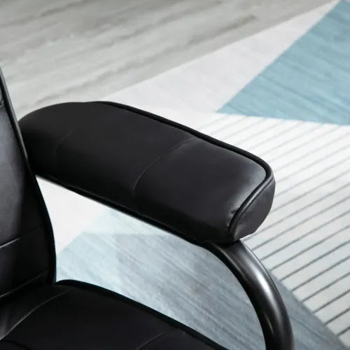 Black Freestanding Living Room Chair with High-Density Cushion and Footrest