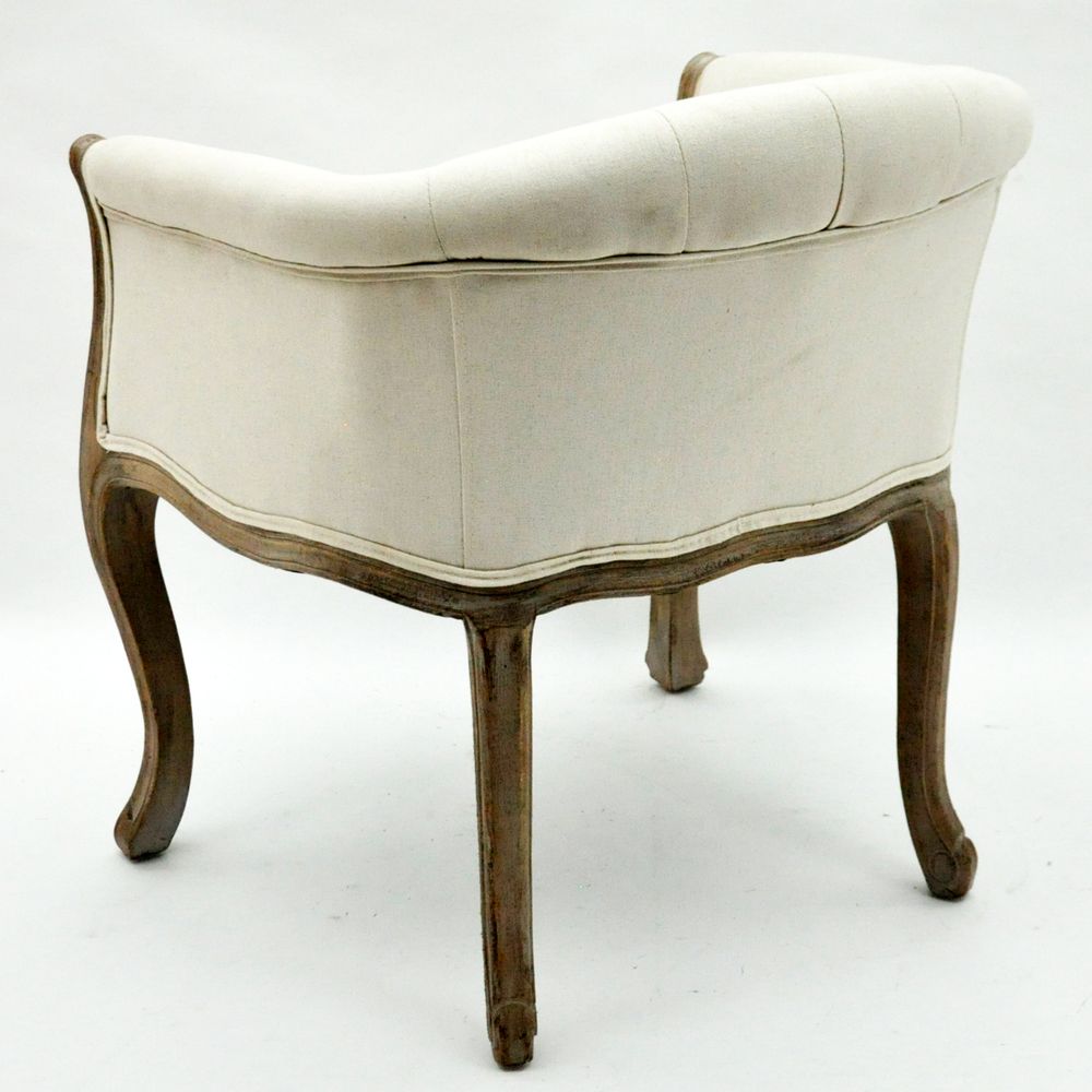 Linen Fabric Louis Chair in Natural Finish for Classic Elegance in Seating
