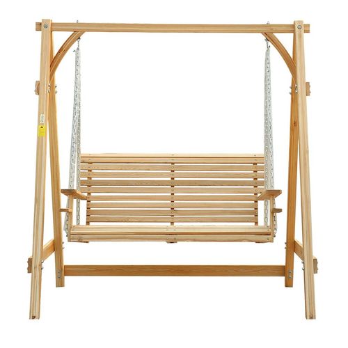 Elegant 2-Seater Larch Wood Swing Chair Bench for Ultimate Outdoor Relaxation