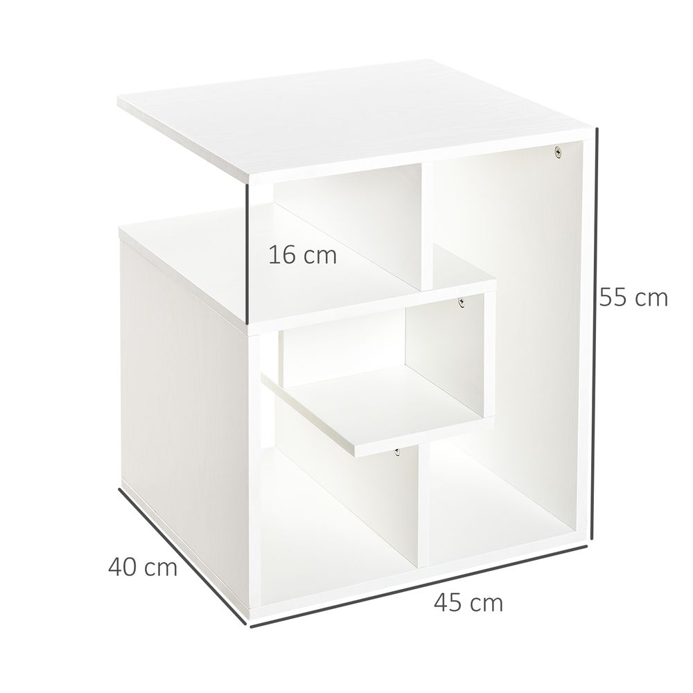 3-Tier Side End Table with Open Shelves for Coffee, Books, and Magazines
