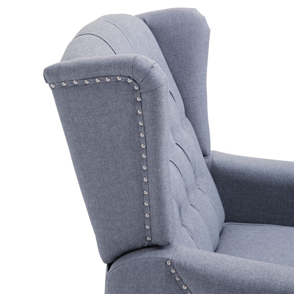 Light Grey Fabric Recliner Armchair with Footrest, Ideal for Relaxing in Living Room
