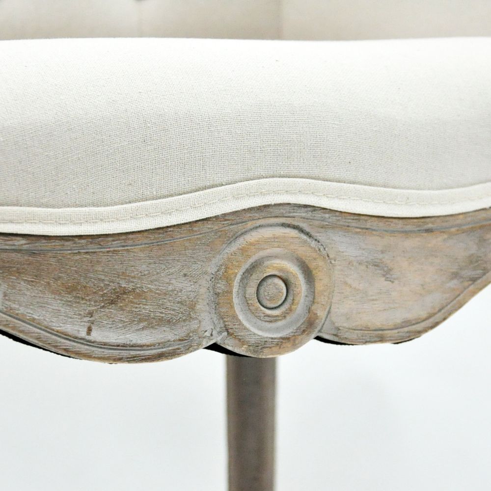 Linen Fabric Louis Chair in Natural Finish for Classic Elegance in Seating