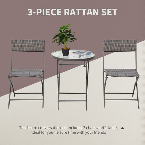 Chic 3-Piece Folding Wicker Rattan Bistro Set - Perfect for Patio Elegance!