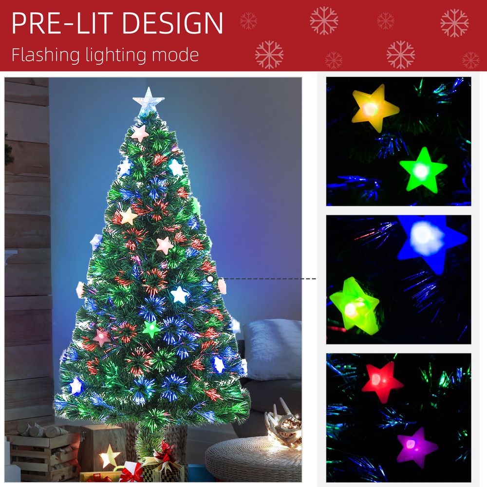 5ft Pre-Lit Artificial Christmas Tree with Fibre Optic Star LED Light - Green