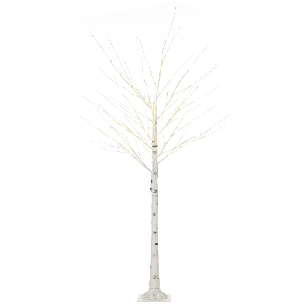 6ft Pre-Lit White Birch Tree with 96 Warm White LEDs