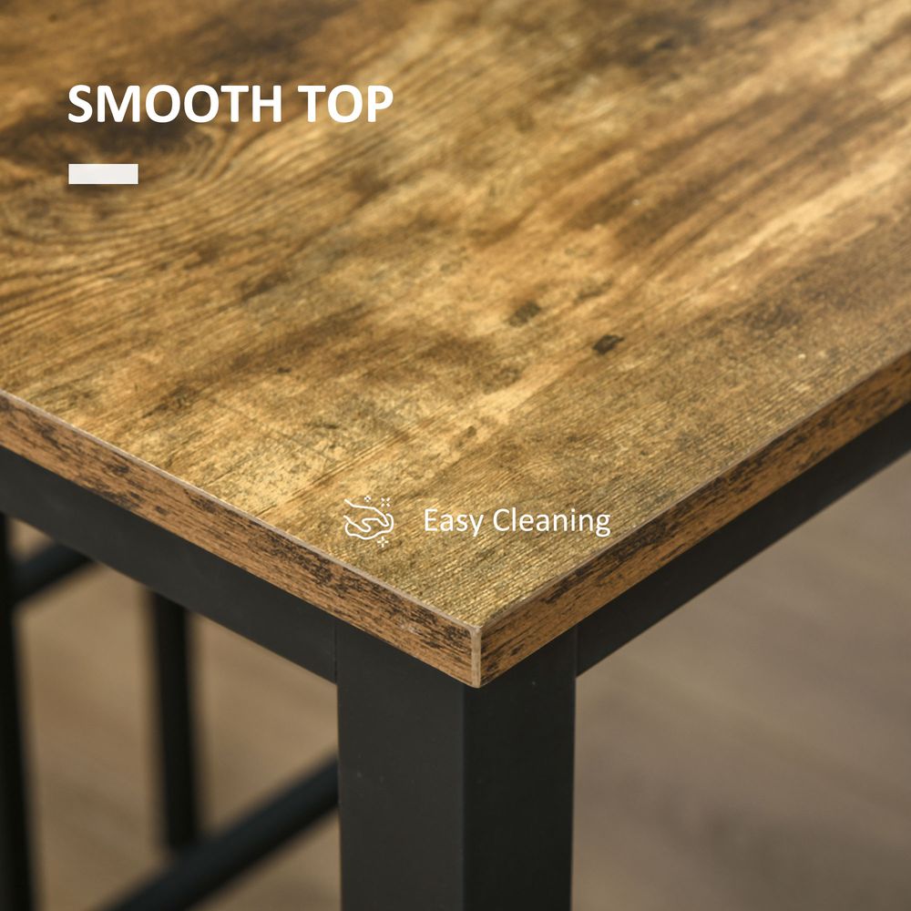 Rustic Brown 3-Piece Industrial Bar Table Set with 2 Stools for Counter Height