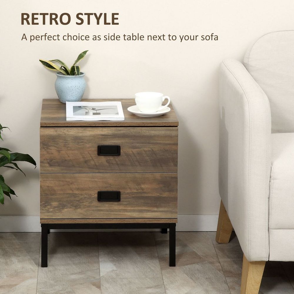 Bedside Table with Metal Frame, Storage Drawer for Bedroom and Living Room Use