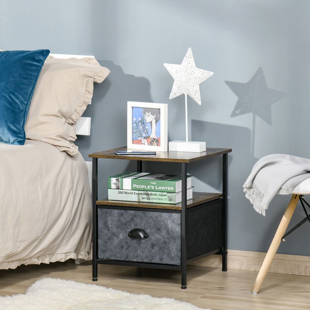 Vintage Side Table with Drawer, Nightstand and Coffee Table for Living Room