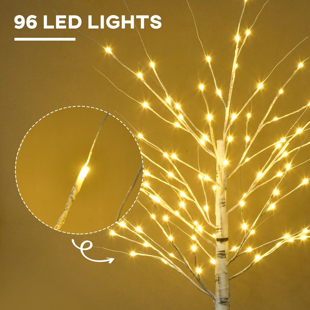 6ft Pre-Lit White Birch Tree with 96 Warm White LEDs