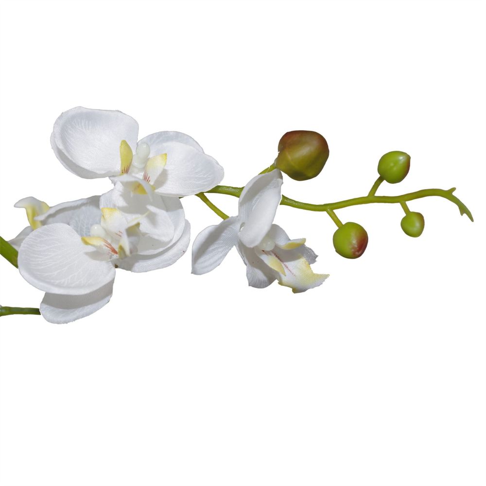 60cm Luxury Artificial Orchid with Three Stems in White, Realistic Plant for Home Decor