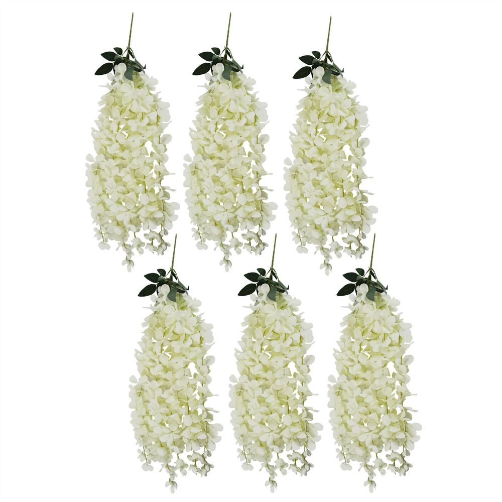 Pack of 6 x 80cm Cream Hanging Wisteria Flowers
