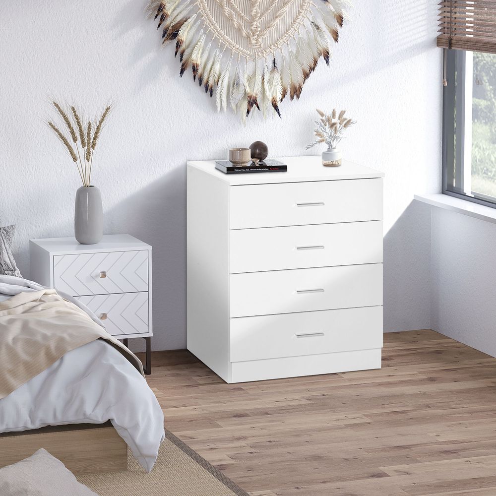 Vertical Storage Cabinet with 4 Drawers and Metal Rails for Anti-Tip Safety