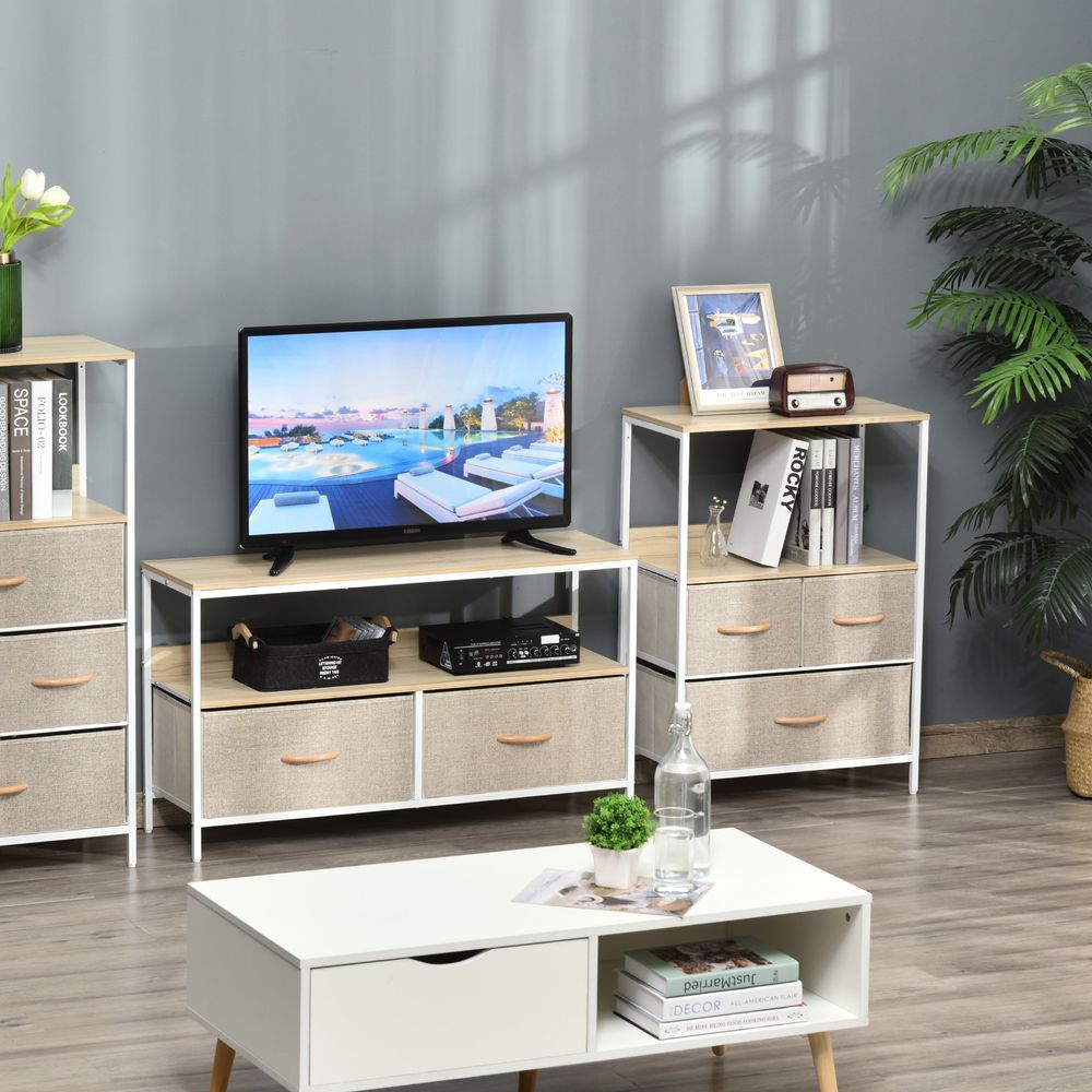 3-Drawer White Storage Chest Unit with Shelves for Home Living and Bedroom Use