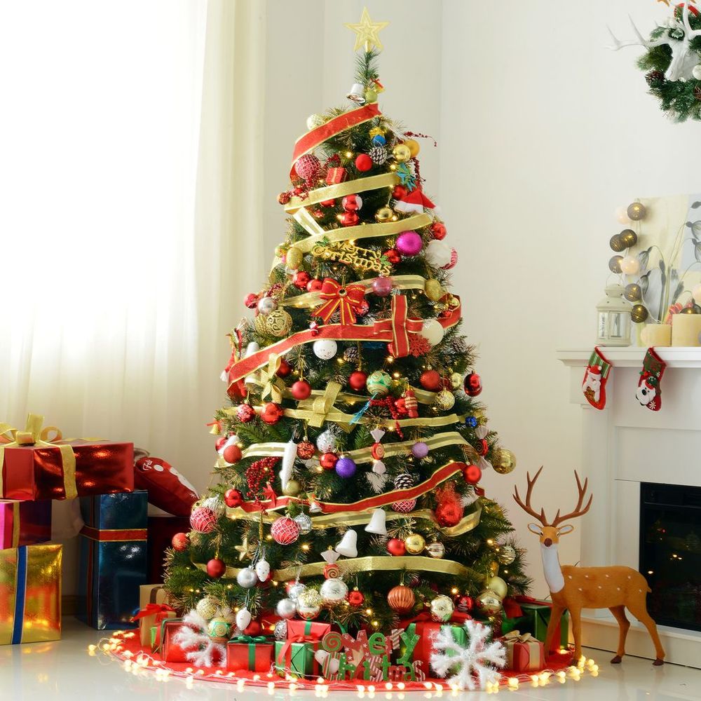 6FT Pre-Lit Artificial Spruce Christmas Tree for Holiday Décor with Stand