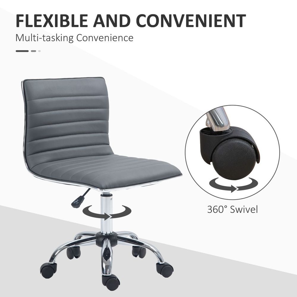 Armless Mid-Back Adjustable Office Chair with 360° Swivel in Dark Grey for Stylish Comfort