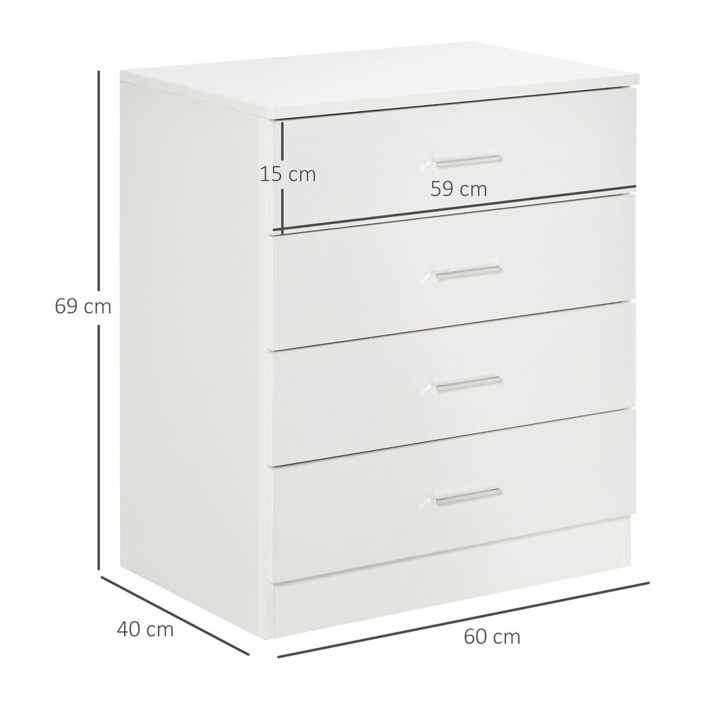 Vertical Storage Cabinet with 4 Drawers and Metal Rails for Anti-Tip Safety