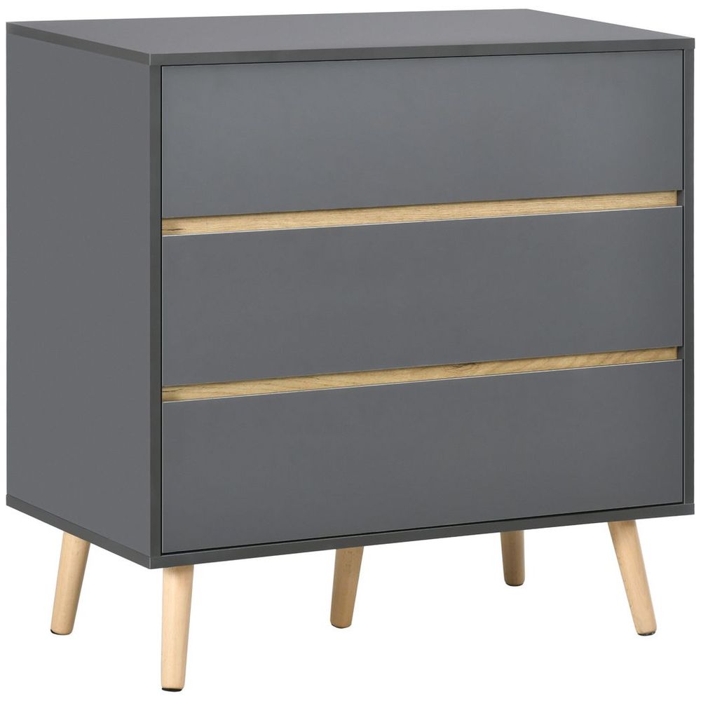 Dark Grey 3-Drawer Chest of Drawers, Organiser for Bedroom Essentials and Decor