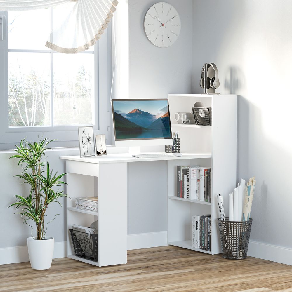 White Computer Desk Measuring 120L x 55D x 120H cm, Sleek Design for Modern Offices