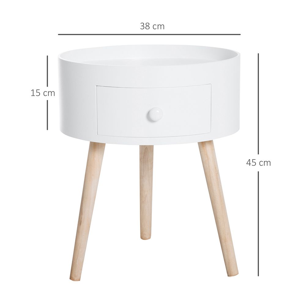 Round Coffee Table, 38W x 45H cm-White
