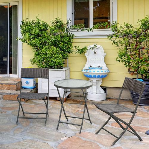 Chic 3-Piece Folding Wicker Rattan Bistro Set - Perfect for Patio Elegance!
