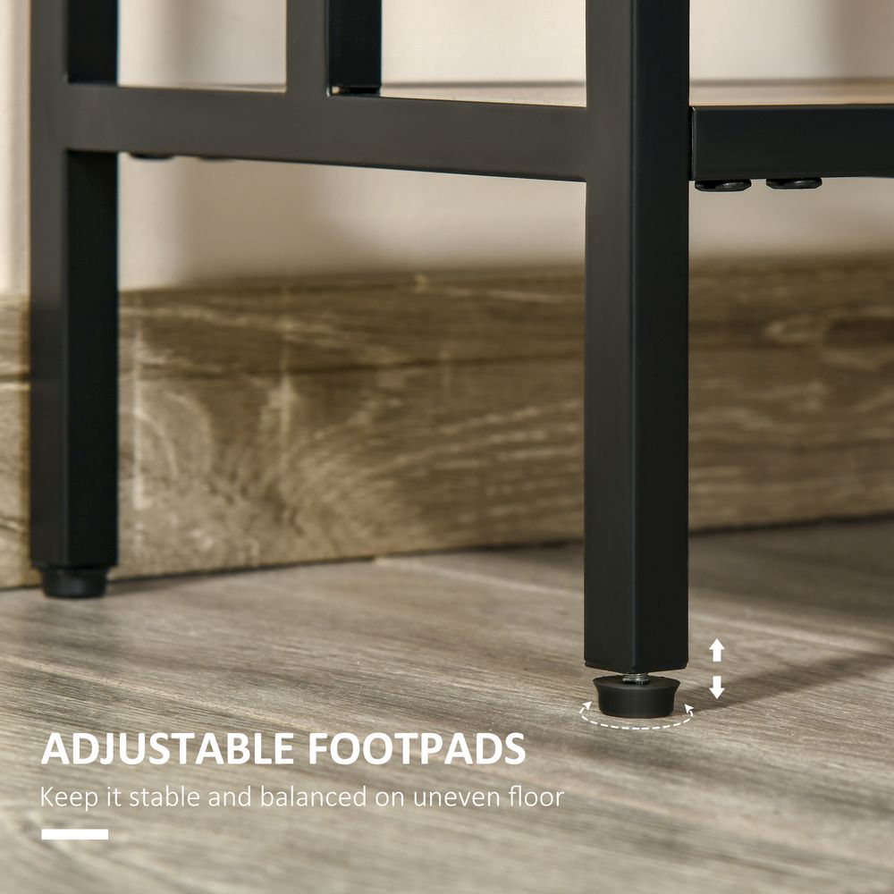 Rustic Brown and Black Industrial Console Table Desk with Metal Frame for Style