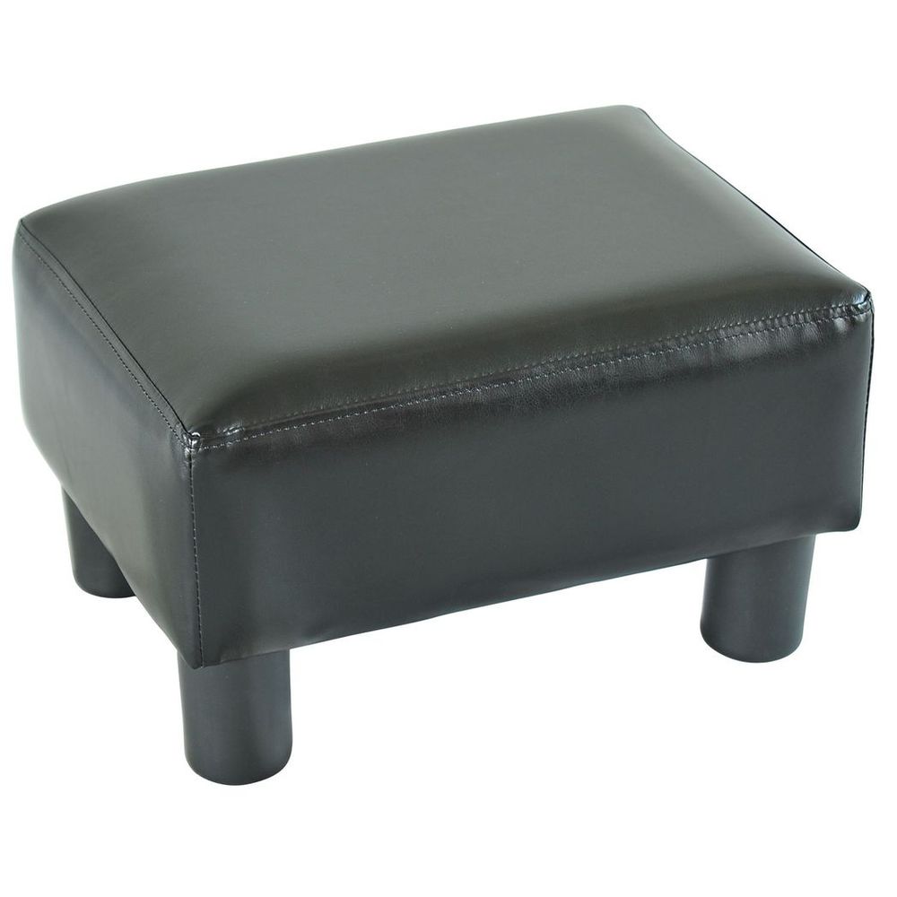 Small Black PU Leather Ottoman Footrest for Home Office or Chair Comfort