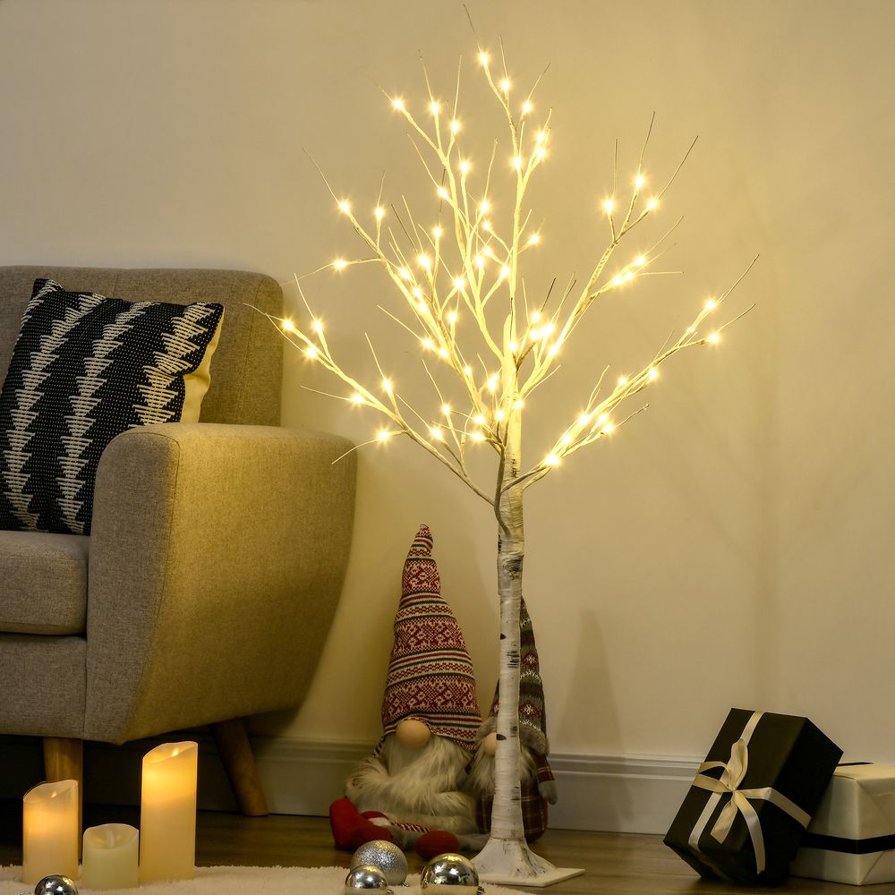 4ft Pre-Lit White Birch Tree with 72 Warm White LEDs
