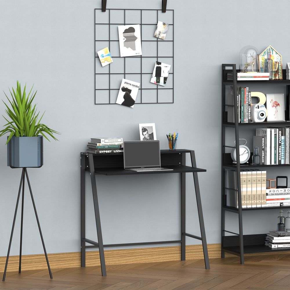 85cm Stylish Computer Desk with Upper Storage Shelf for Elegant Indoor Decor