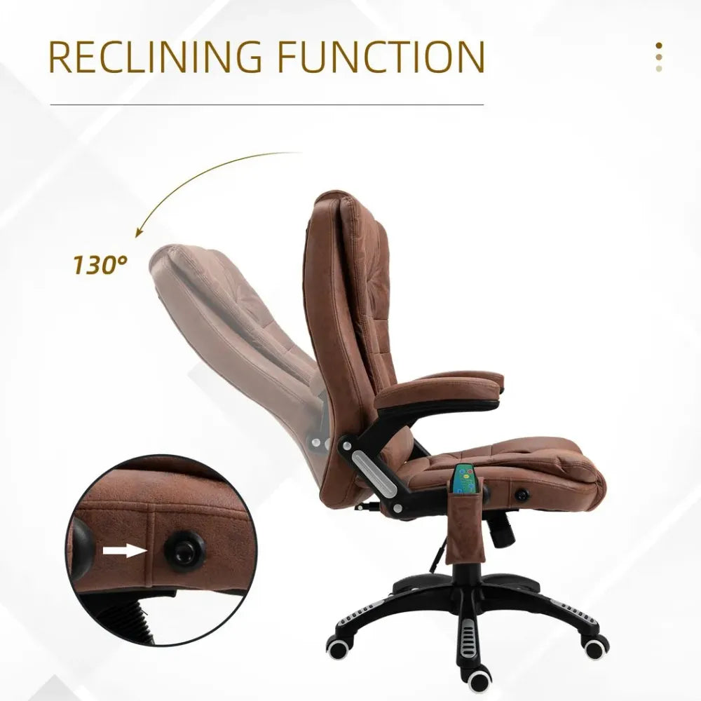 Brown Executive Reclining Chair with Heating and Massage Points for Ultimate Relaxation