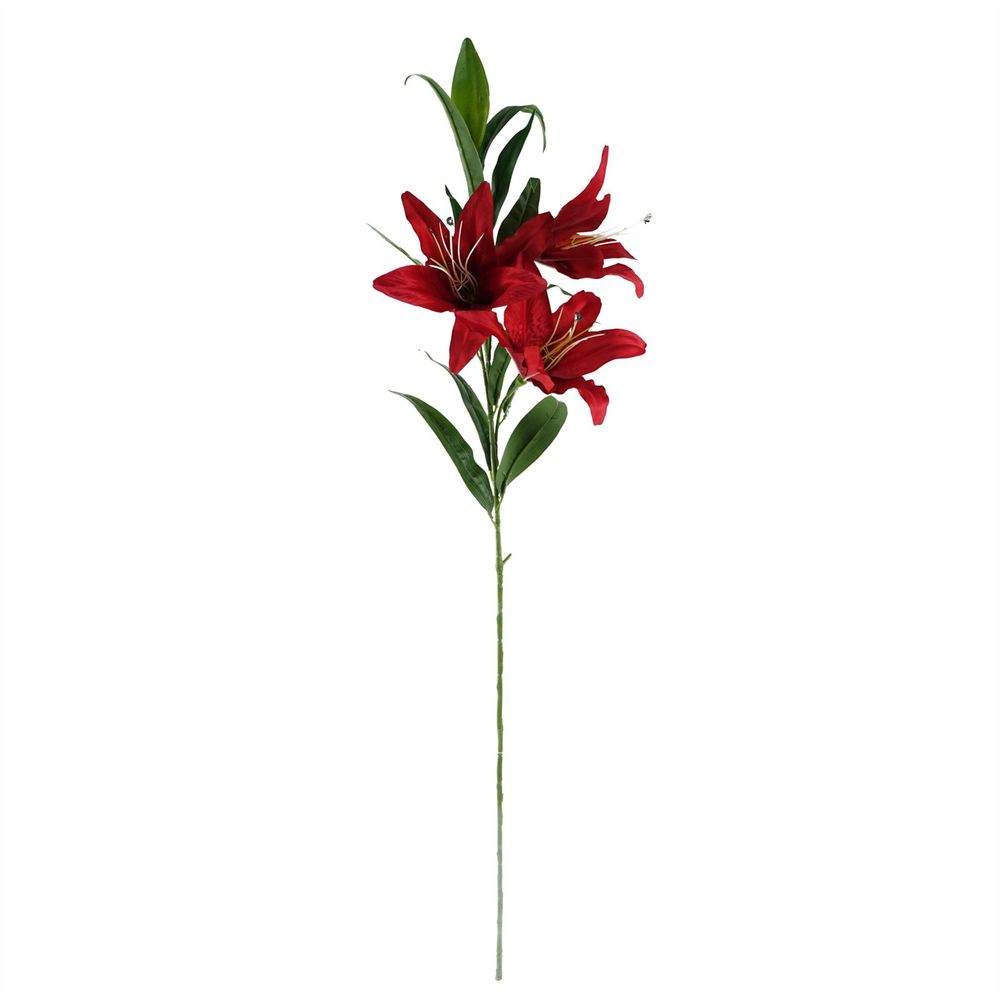 Pack of 6 x 100cm Large Red Lily Stems - 18 Flowers