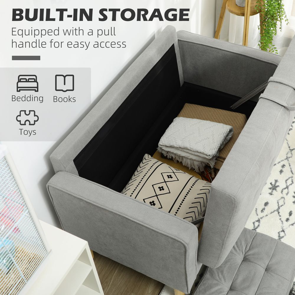 Modern 2-Seater Sofa with Storage - Compact Loveseat for Living Room, Grey