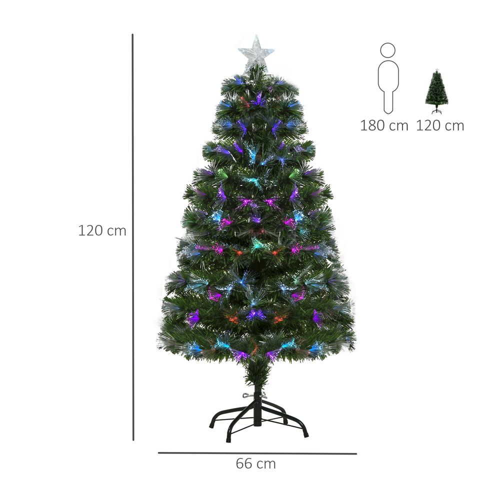 4FT Multicoloured Artificial Christmas Tree with Fibre Optic Lights and Star Holder