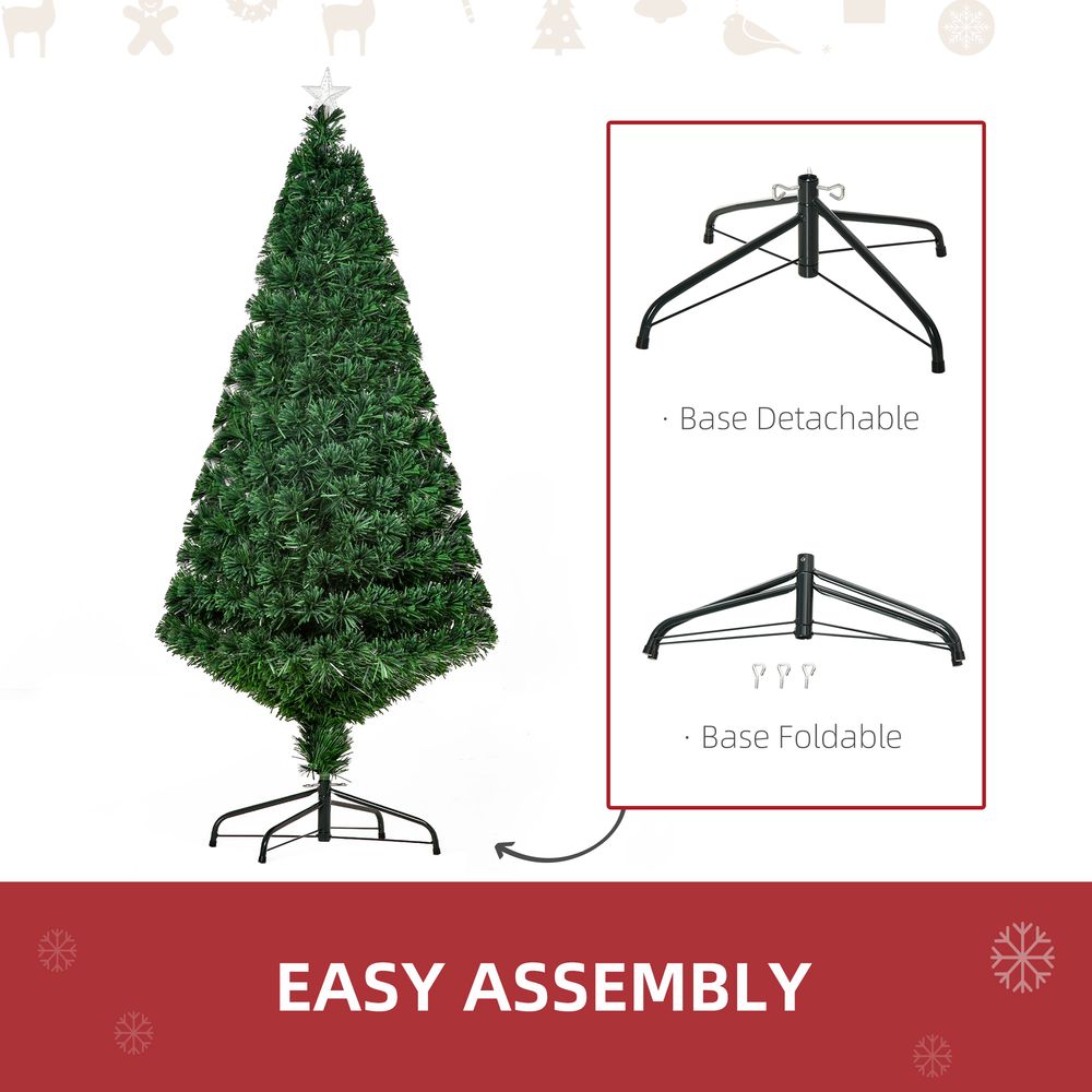 Pre-Lit 5ft Fibre Optic Artificial Christmas Tree with Multi-Colour Tree Topper