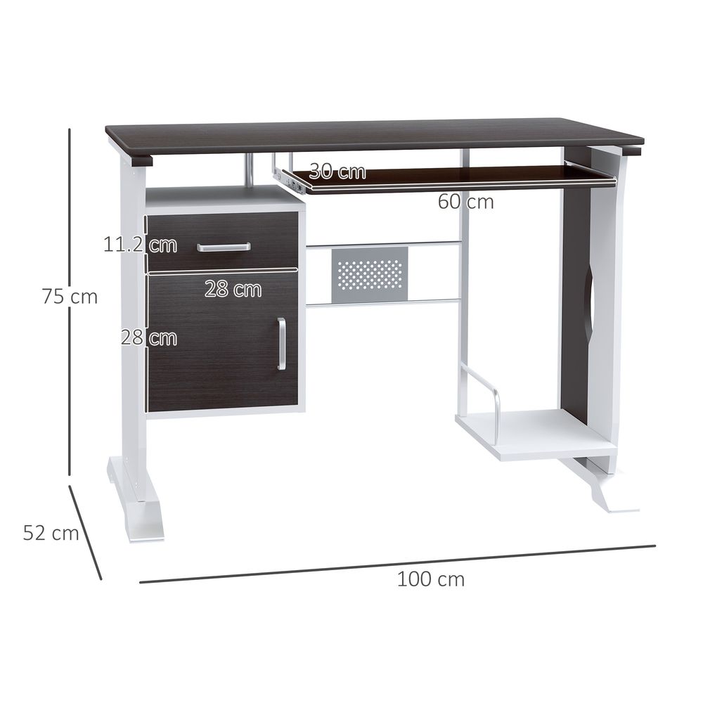 Walnut Wooden Computer Desk with Drawer, Ideal for Writing and Workstation Use
