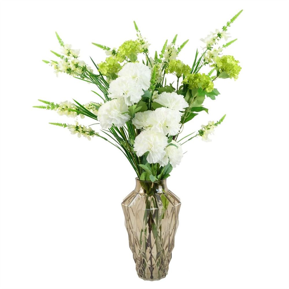 Pack of 6 x 70cm White Artificial Carnation Stems - 24 Flowers