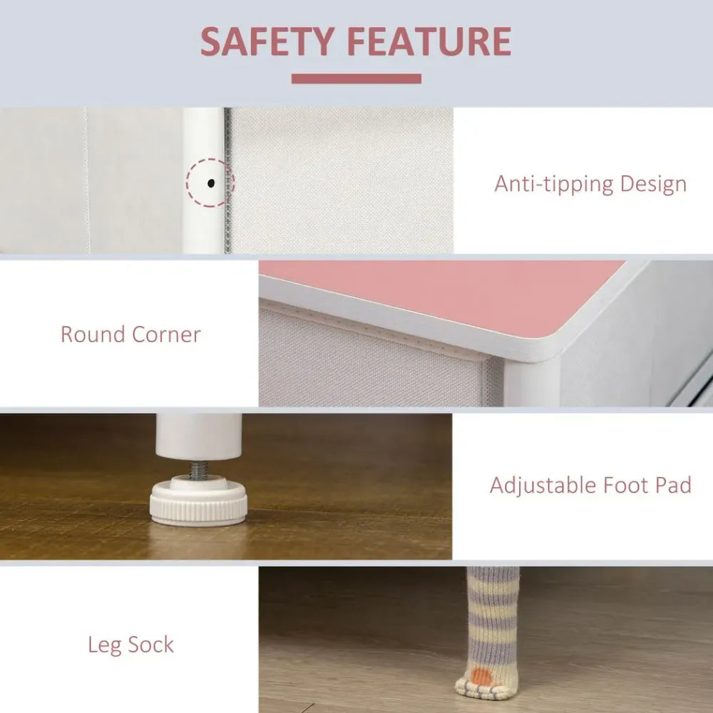 Nursery Room Cloth Organiser with 6 Fabric Drawers and Metal Frame for Baby Essentials