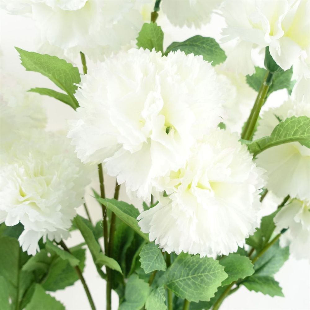 Pack of 6 x 70cm White Artificial Carnation Stems - 24 Flowers