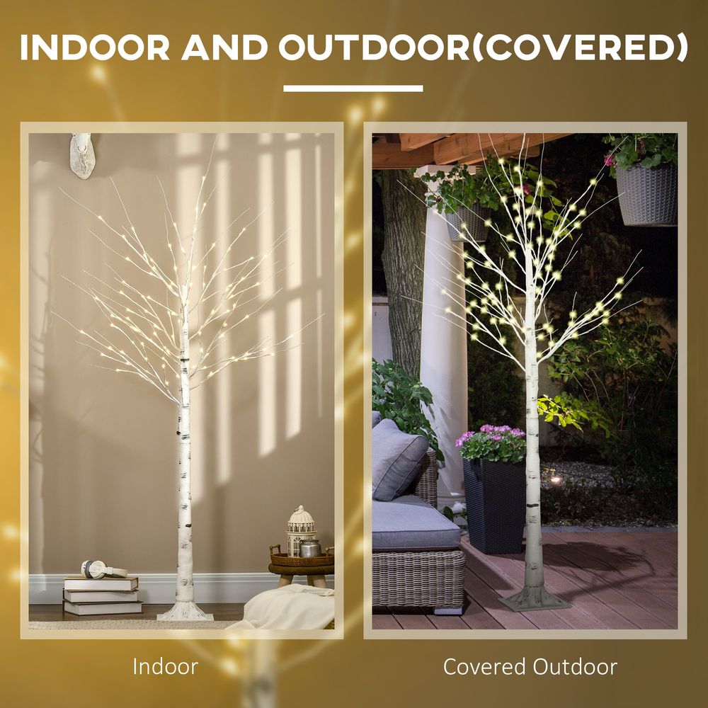 6ft Pre-Lit White Birch Tree with 96 Warm White LEDs