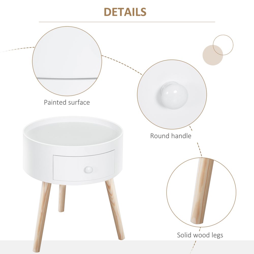 Round Coffee Table, 38W x 45H cm-White