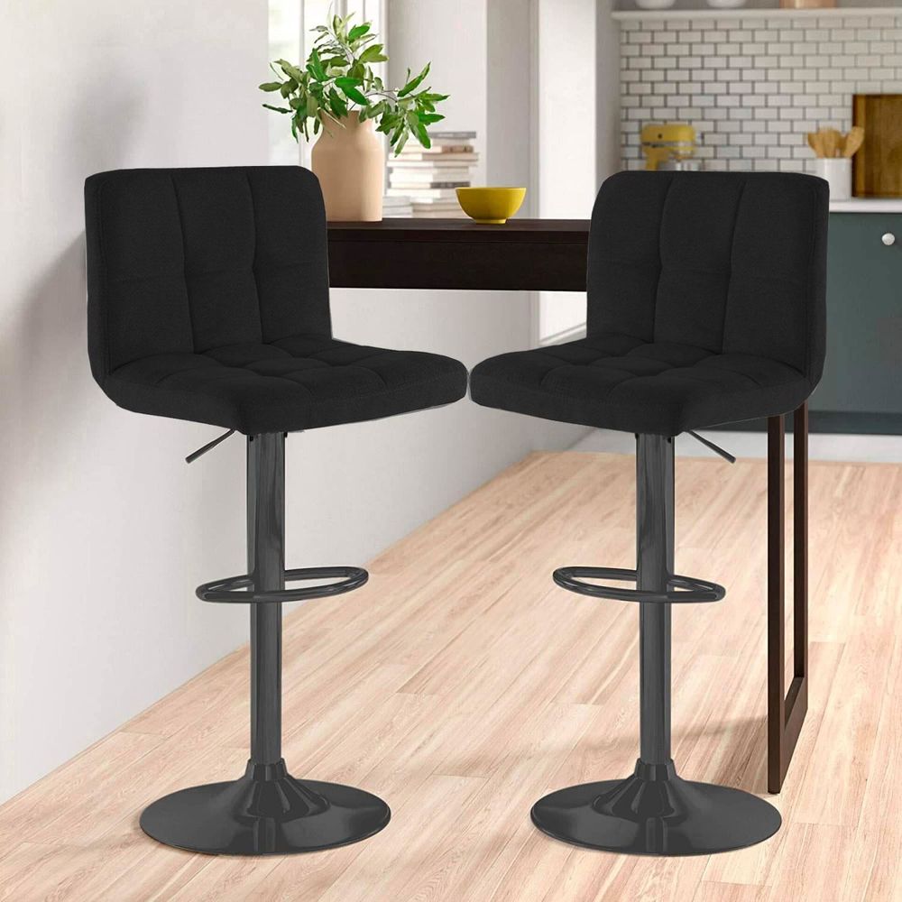 Fabric Bar Stool with Matt Black Leg