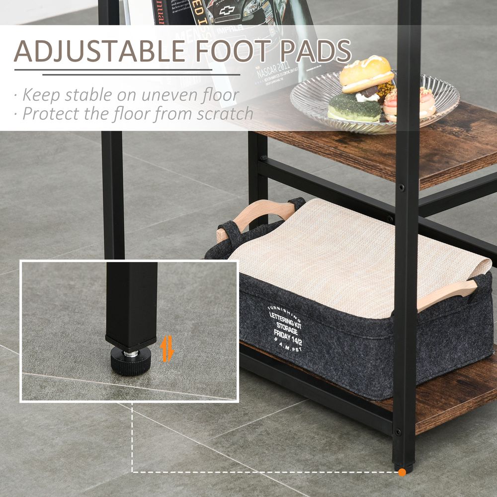 3PC Industrial Bar Height Dining Table Set With 2 Stools & Side Shelf,