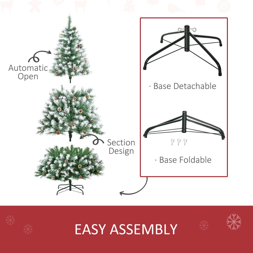 6ft Artificial Christmas Tree with Pine Cones - Automatic Open - Green