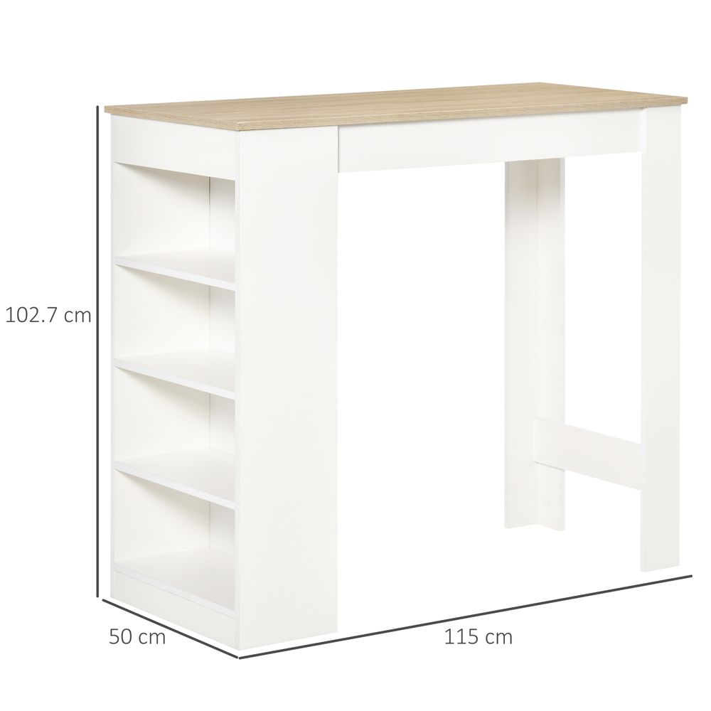 Bar Table and Coffee Table for Kitchen or Dining, with 4-Tier Shelf, Natural