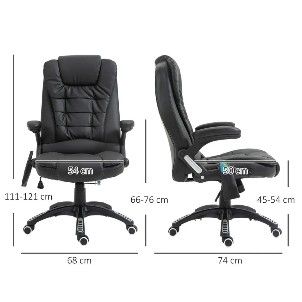 Black PU Leather Executive Office Chair with Massage and Heat Features for Luxurious Comfort