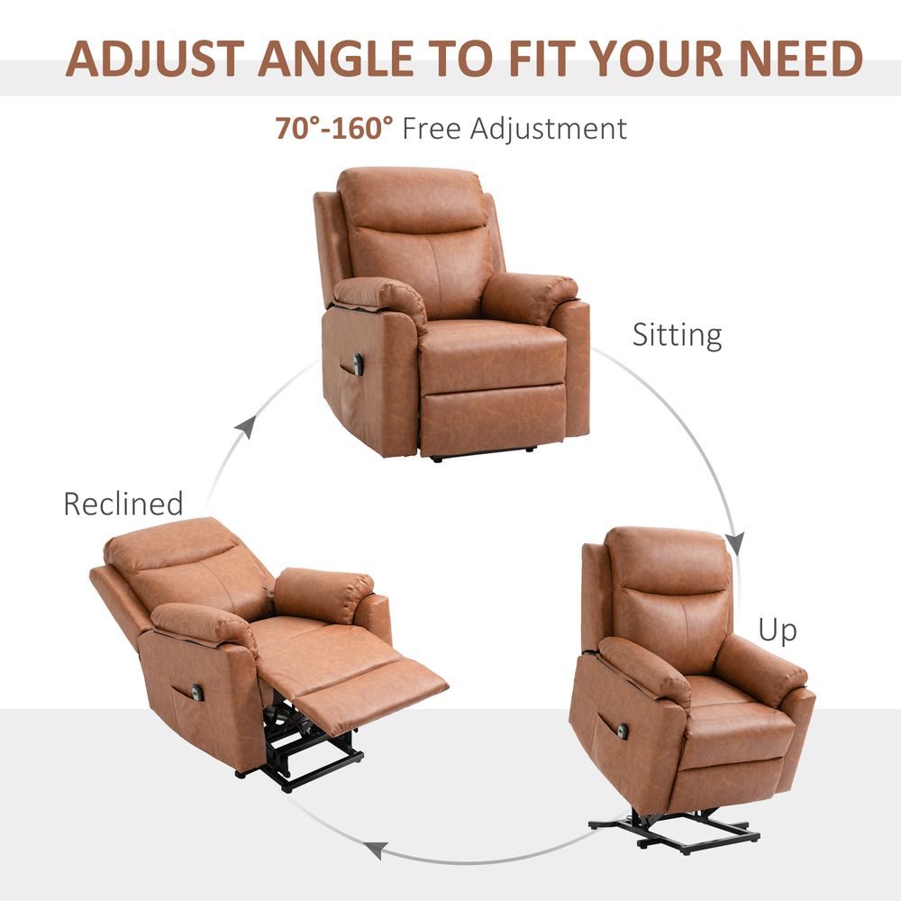 Brown Power Lift Chair with Electric Riser and Remote Control for Easy Comfort